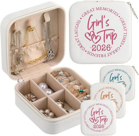 6 Pcs Girls Trip Gifts Favors Jewelry Organizer with Pattern Birthday Gifts for Women Bestie Bride Wedding Anniversary for Mom Wife Girls Weekend Summer Holiday Travel(Girls Trip) in Kuwait