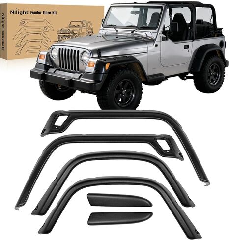 Nilight Fender Flares Extensions Set Compatible with 2018 2019 2020 2021 2022 2023 2024 Wrangler JL and JLU Unlimited 2/4 Doors (Only for Low Wheel Arches) 4 Pcs Off-Road Widened Wheel fenders in Kuwait