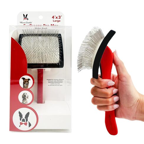 Warren London Gel-Handle Slicker Brush for Dogs | Long & Strong Pin Bristles | Doodle Brush Ideal for Thick & Long Fur | Comfortable Grooming Tool in Kuwait