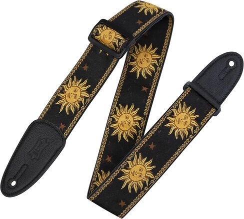 Levy's Leathers MPJG-SUN-BLK 2" Jacquard Weave Guitar Strap with Sun Pattern, Black in Kuwait