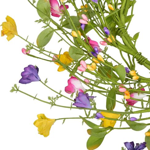 Lskytop الزهرة الاصطناعية الزهرة للباب الأمامي 24inch اكليلا من الزهور البرية الملونة مع ديزي لنافذ الجدار ديكور في الداخل in Kuwait