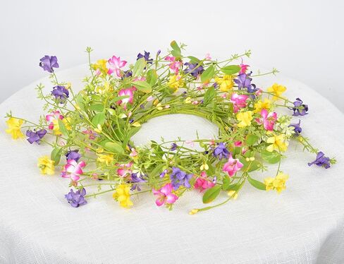 Lskytop الزهرة الاصطناعية الزهرة للباب الأمامي 24inch اكليلا من الزهور البرية الملونة مع ديزي لنافذ الجدار ديكور في الداخل in Kuwait