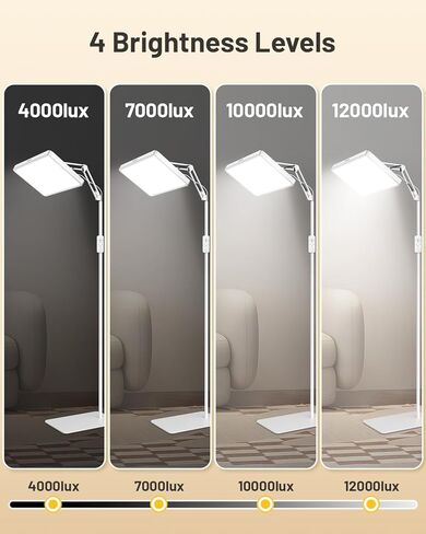 مصابيح العلاج الخفيفة Suxio - 12000 Lux Therapy Light ، مصباح سعيد مع علاج مربع عن بعد ، مع 3 مؤقت و 4 سطوع ، مصباح LED خالي من الأشعة فوق البنفسجية مثالية للمنزل ، المكتب in Kuwait