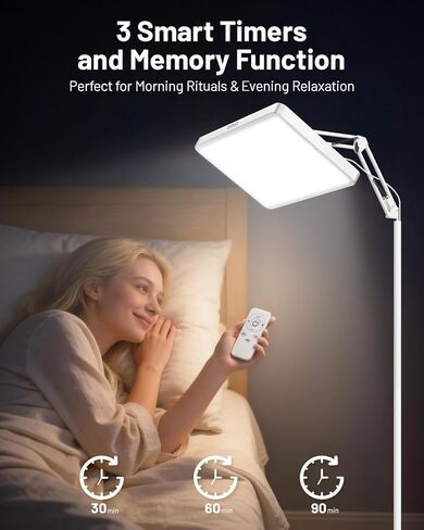 مصابيح العلاج الخفيفة Suxio - 12000 Lux Therapy Light ، مصباح سعيد مع علاج مربع عن بعد ، مع 3 مؤقت و 4 سطوع ، مصباح LED خالي من الأشعة فوق البنفسجية مثالية للمنزل ، المكتب in Kuwait