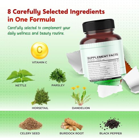 Premium All-in-1 Nettle Leaf, Parsley, Horsetail & Dandelion – Supports Urinary Balance & Hair, Skin, Nail Strength – Made in The USA – 150 Capsules in Kuwait