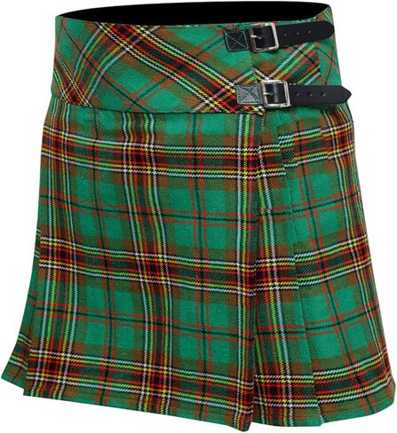 KILT for Women - تنورة من الزبدة النسائية الاسكتلندية ، تصميم ترتان مطوي مع إغلاق مشبك جلدي قابل للتعديل in Kuwait