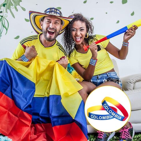 60 PCS Colombia Silicone Bracelet Colombia Rubber Wristband Colombian Bracelets Bulk for Men Women Colombia Birthday Party in Kuwait