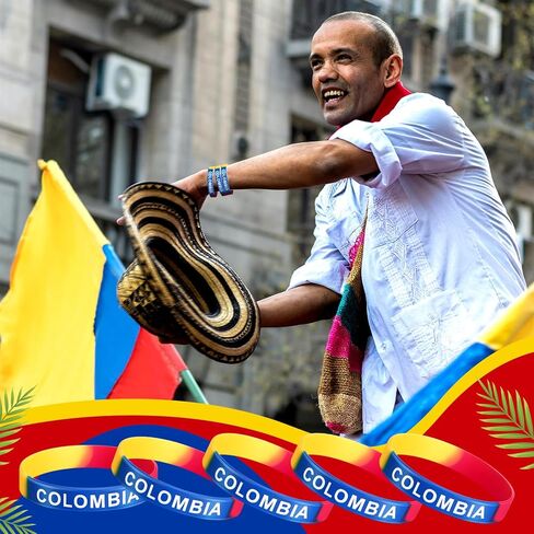 60 PCS Colombia Silicone Bracelet Colombia Rubber Wristband Colombian Bracelets Bulk for Men Women Colombia Birthday Party in Kuwait