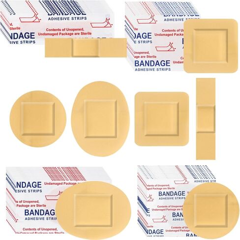 Geiserailie 200 Pcs Adhesive Small Spot Bandages Bulk Fabric Oval Flexible Adhesive Nose Face Bandages with Non Stick Pad Round Oval Square Strip for Skin Wound Care in Saudi Arabia