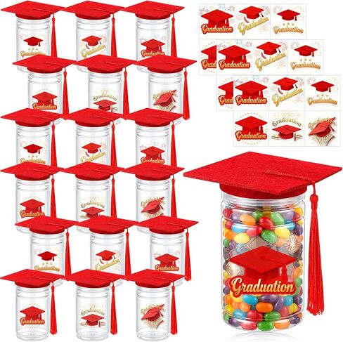 18 Set Graduation Candy Jar Decorations for Class of 2025 DIY Graduation Party Favors with Lids and Sticker Grad Centerpieces Table Decorations for College High School Grad Gifts in Saudi Arabia