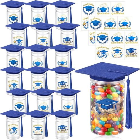 18 Set Graduation Candy Jar Decorations for Class of 2025 DIY Graduation Party Favors with Lids and Sticker Grad Centerpieces Table Decorations for College High School Grad Gifts in Saudi Arabia