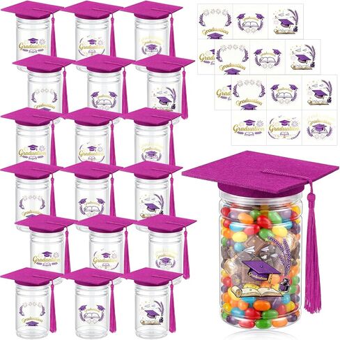 18 Set Graduation Candy Jar Decorations for Class of 2025 DIY Graduation Party Favors with Lids and Sticker Grad Centerpieces Table Decorations for College High School Grad Gifts in Saudi Arabia