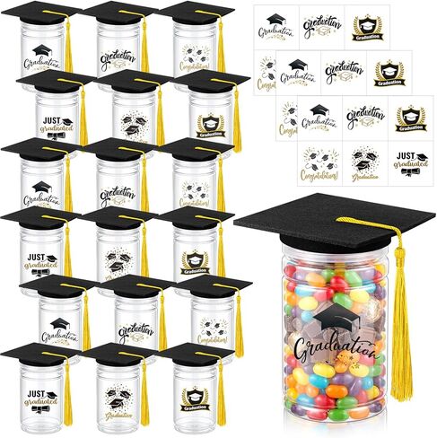 18 Set Graduation Candy Jar Decorations for Class of 2025 DIY Graduation Party Favors with Lids and Sticker Grad Centerpieces Table Decorations for College High School Grad Gifts in Saudi Arabia