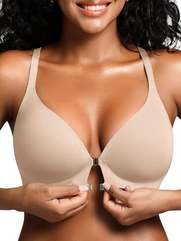 Front Closure Bras for Women with Metal Magnetic Snap, S-XL, Seamless and Wireless Racerback Bra, Comfortable Bralette in Saudi Arabia