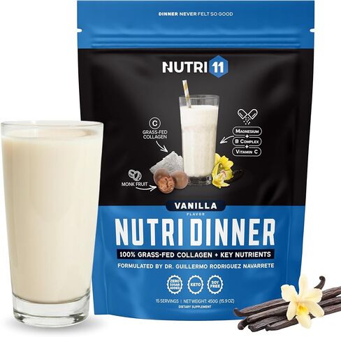NutriDinner by Nutrillermo | Grass-Fed Collagen Protein Powder | Magnesium, B-Vitamins & Monk Fruit | Sleep, Recovery, and Wellness Supplement | in Kuwait