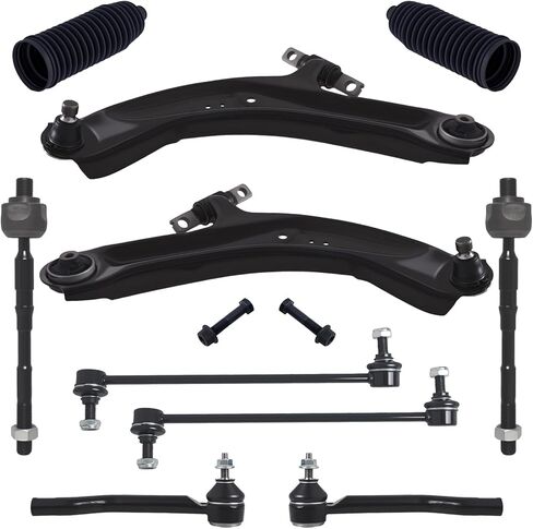 TUCAREST 10Pc Suspension Kit Fit For 14-20 Ni-ssan Rogue, 17-22 Rogue Sport, 2 Front Lower Control Arm w/Ball joint + 4 Outer Inner Tie Rod + 2 Sway Bar + 2 Boots [# K623110 K750783 EV801396 ES801220] in Saudi Arabia