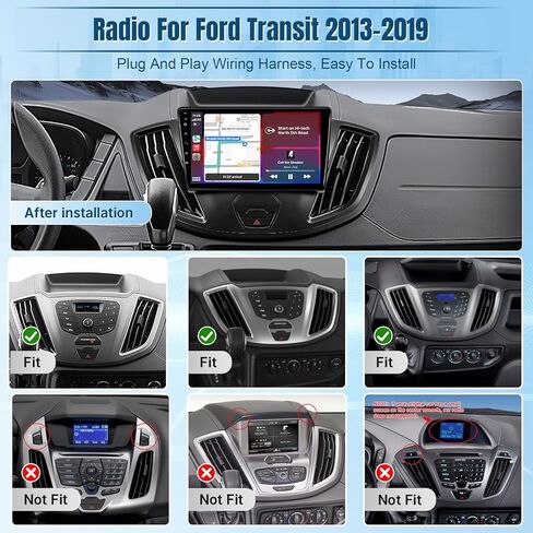 Naifay Android Car Stereo for Ford Transit 2013-2019 مع CarPlay Android Auto، 2+32G 9 بوصة تعمل باللمس راديو السيارة لسيارة Ford Transit مع أجهزة استقبال صوت Bluetooth/FM/GPS/WiFi/SWC/شاشة مقسمة in Kuwait