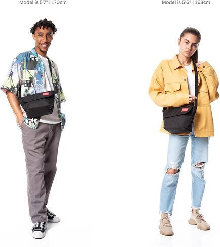 Manhattan Portage Midnight Mini NY Messenger Bag With Zip Pocket And Spacious Compartment Water Resistant Cordura 1000D (Black) in Kuwait