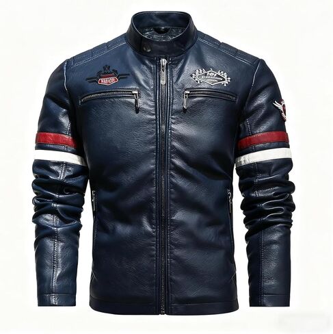 سترة جلدية من رجال الرمز البريدي للرجال معطف ملابس نارية للرياح الراكبة in Kuwait