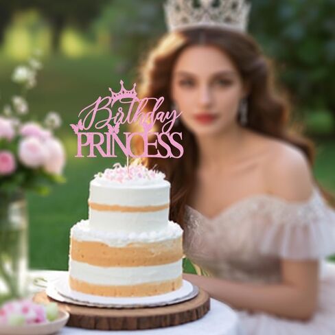 غلاف كعكة عيد ميلاد الأميرة اللامع - غلاف كعكة عيد ميلاد سعيد لتزيين حفلات عيد ميلاد فتاة التاج (وردي) in Kuwait