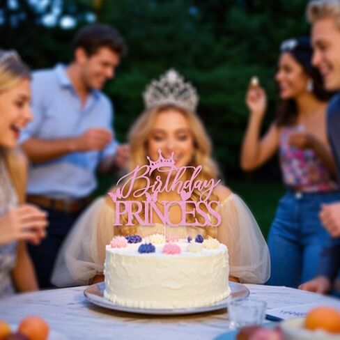 غلاف كعكة عيد ميلاد الأميرة اللامع - غلاف كعكة عيد ميلاد سعيد لتزيين حفلات عيد ميلاد فتاة التاج (وردي) in Kuwait