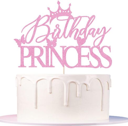 غلاف كعكة عيد ميلاد الأميرة اللامع - غلاف كعكة عيد ميلاد سعيد لتزيين حفلات عيد ميلاد فتاة التاج (وردي) in Kuwait