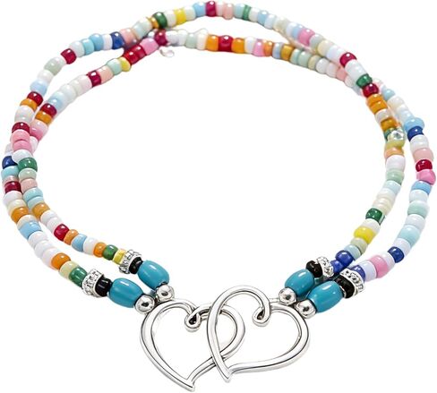 Ankle Bracelets for Women Heart Layered Stretch Ankle Bracelet Colorful Beaded Anklets Boho Ankle Beach Anklet Jewelry Accessories for Summer in Kuwait