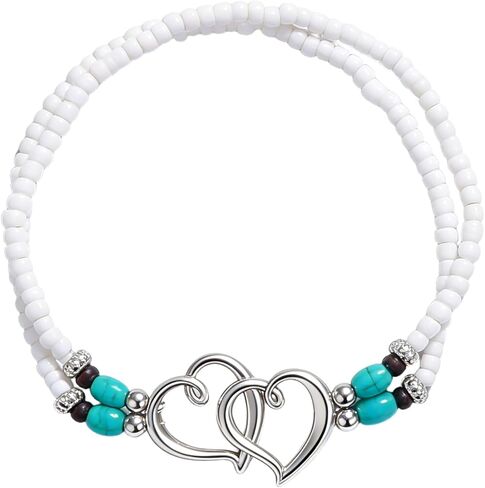 أساور الكاحل للنساء قلب سوار في الكاحل ملون من خلخ الكاحل بوهو كاحل الكاحل جليديات مجوهرات الصيف in Kuwait