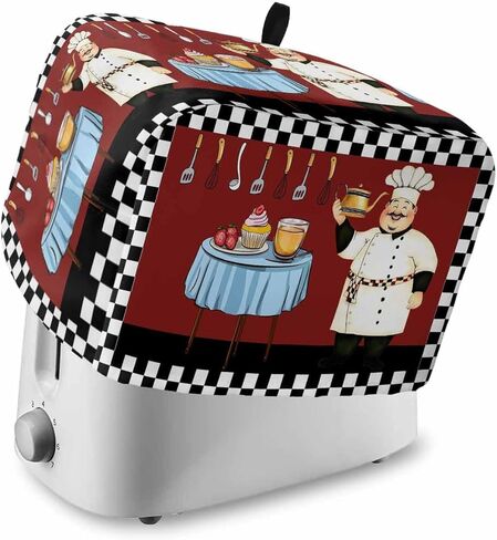 غطاء محمصة شريحتين، غطاء صانع الخبز المنقوش باللون الأسود والأبيض، غطاء غبار محمصة مع جيوب، غطاء مقاوم للغبار لأجهزة المطبخ الصغيرة 12x7.5x8in in Kuwait