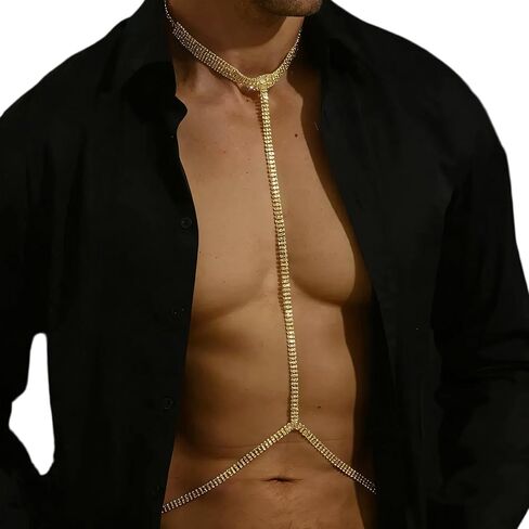 Rhinestone Harness Bra Body Chain for Men Sexy Bikini Crystal Bra Body Chain Lingerie Body Chain Festival Rave Waist Chain Body Accessories Jewelry for Women in Kuwait