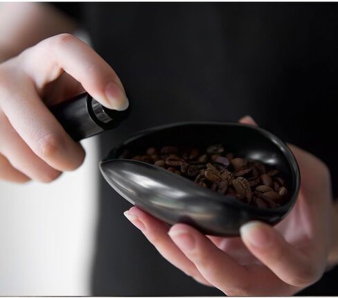 Coffee Bean Dosing Cup and Spray Bottle Kit For Espresso,Coffee Bar Accessories,Ceramic Single Dosing Tray For Coffee or Tea.Spray For Reducing Coffee Power Static (B-Bright Black) in Kuwait