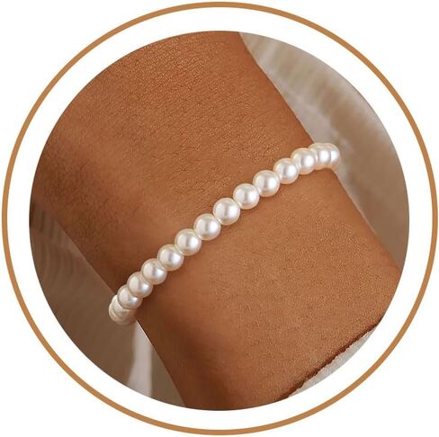 أساور Kaerun Pearl الذهبية للنساء العصرية 14K الذهب المطلي بؤلؤة بيرل بيرل براديليز قابلة للتعديل أساور السلسلة in Kuwait