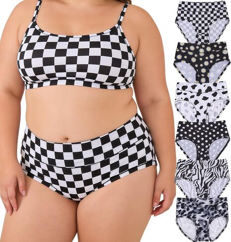 Women's Underwear Plus Size Panties High Waist Rose Floral Print 6 Pack XL-6XL Female Plus Brief Ladies Undies in Kuwait