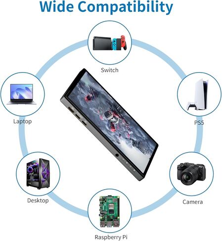 شاشة لمس محمولة PeakDo مقاس 7 بوصات، شاشة صغيرة 1080 بكسل 60 هرتز، شاشة HDMI صغيرة USB C، شاشة IPS LCD خفيفة الوزن للغاية وخفيفة الوزن وشاشة ثانية لتشغيل الألعاب، PS5، Xbox، Switch، الكمبيوتر المحمول، الكمبيوتر الشخصي in Kuwait