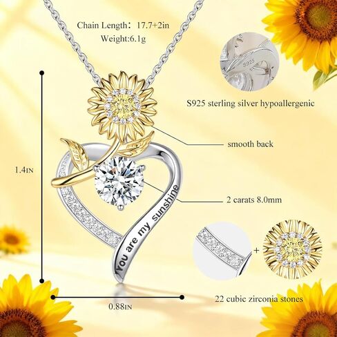 925 Sterling Silver Necklace Lab Grown Diamond 2CT Moissanite Heart Rose Necklace for Women Anniversary Birthday Wedding Christmas Valentines Day Gifts for Her Girlfriend Wife Mothers Day Gifts in Kuwait