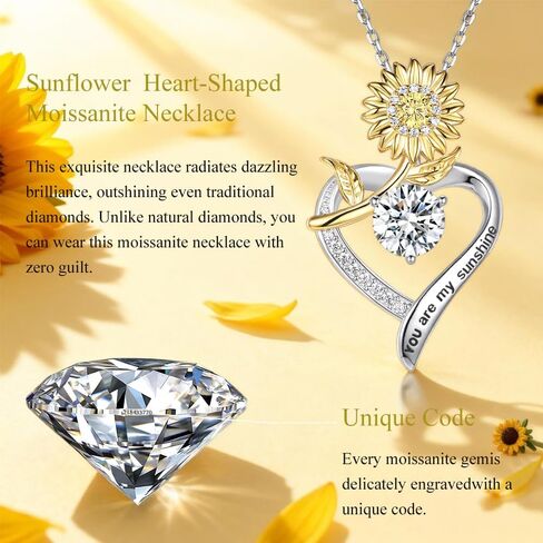 925 Sterling Silver Necklace Lab Grown Diamond 2CT Moissanite Heart Rose Necklace for Women Anniversary Birthday Wedding Christmas Valentines Day Gifts for Her Girlfriend Wife Mothers Day Gifts in Kuwait