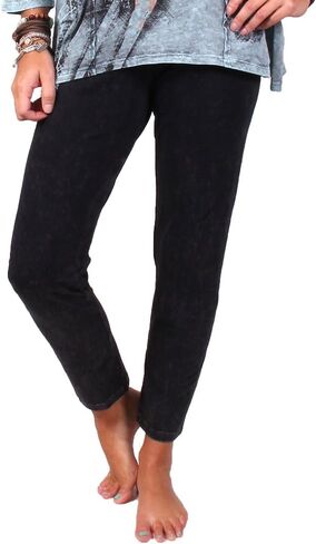 Jess & Jane Pant - Pull On Stretch Leggings by (X-Large, Black Mineral Washed) in Saudi Arabia