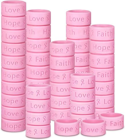 Quelay 50 Pcs Mental Health Awareness Rings Gifts Green Ribbon Silicone Motivational Rings Faith Hope Items for Men Women in Kuwait