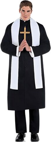 Amscan Classic Black & White Adult Priest Costume - Standard Size - Perfect for Church Events & Costume Parties, Pack of 3 in Saudi Arabia