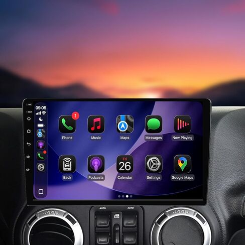 Radio Stereo for Jeep Wrangler JK 2007-2018/Grand Cherokee 2008-2011/Dodge Ram 1500 2500 3500 2009-2012 with Carplay & Android Auto 8-Core 2+32G 10 Inch Touch Screen Bluetooth GPS(with Camera) in Kuwait