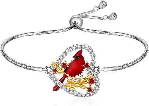 Fenthring Cardinal Bracelet for Women Tree of Life Heart Red Cardinal Bracelets Adjustable Sterling Silver Memorial Sympathy Jewelry Gifts in Saudi Arabia