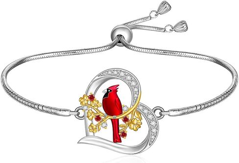 Fenthring Cardinal Bracelet for Women Tree of Life Heart Red Cardinal Bracelets Adjustable Sterling Silver Memorial Sympathy Jewelry Gifts in Saudi Arabia