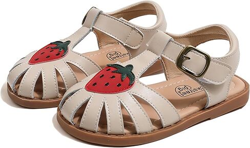 Wuiwuiyu الصغار الصغار Little T-Strap Hook & Loop Dress Strawberry Summer Shoes Angle Toe Carrot Sandals in Saudi Arabia