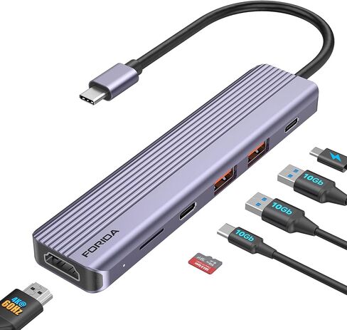 USB C Hub, 10Gbps USB C Splitter for Laptop, 2 USB C 3.2 Gen 2 and 2 USB A 3.2 Gen 2 Data Ports, 100W Power Charging, for MacBook Air/Pro, Surface Pro, XPS, PC, Flash Drive, Sansung, Dell in Kuwait