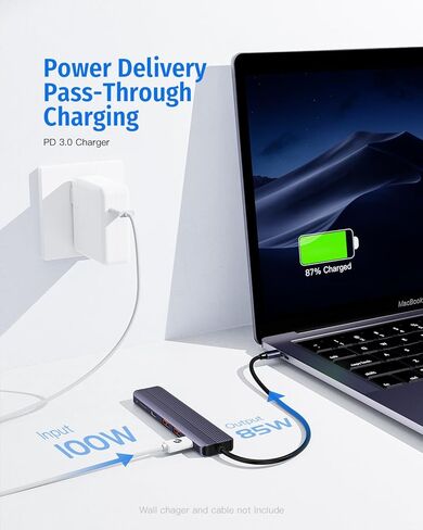 USB C Hub, 10Gbps USB C Splitter for Laptop, 2 USB C 3.2 Gen 2 and 2 USB A 3.2 Gen 2 Data Ports, 100W Power Charging, for MacBook Air/Pro, Surface Pro, XPS, PC, Flash Drive, Sansung, Dell in Kuwait