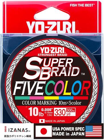 Yo-Zuri YZ-SB-50LB-5C-330YD: Superbraid Five Color 330Yds 50Lbs, (5 Color) in Kuwait