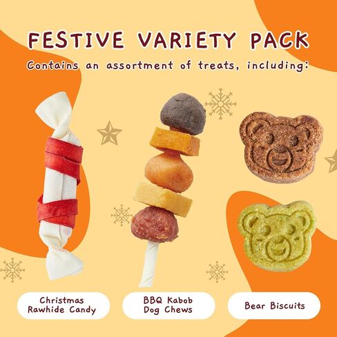 Jungle Calling Christmas Dog Treats, Holiday Chews Variety Pack 20+ Count, Holiday Stocking Xmas Treats for Dogs in Kuwait