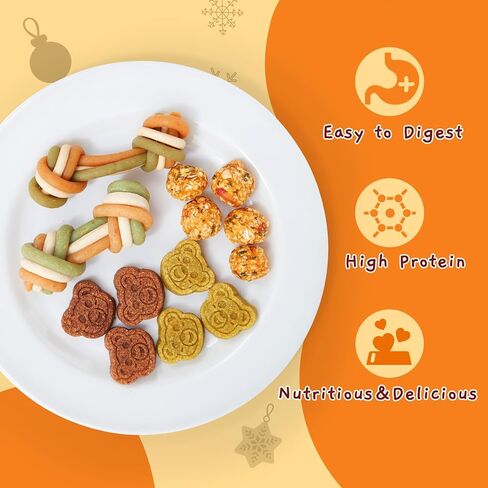 Jungle Calling Christmas Dog Treats, Holiday Chews Variety Pack 20+ Count, Holiday Stocking Xmas Treats for Dogs in Kuwait