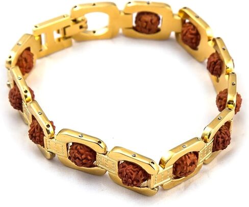LOVENSPIRE Rudraksha Bracelet for Men Women Gold Plated Designer Himalayan Bead Bracelet 5-mukhi Face Rudraksha Bead Golden Color Stylish Spiritual Jewelry for Positive Energy, Prosperity in Kuwait