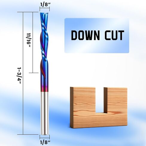 HQMaster لقمة قطع 1/8 بوصة ساق لأسفل لولبية CNC لقم التوجيه نهاية مطحنة كربيد التنجستين مجموعة 5 قطع (3.175 مم) in Kuwait